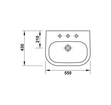 Lavabo treo tường D-code 550x430 588.45.147